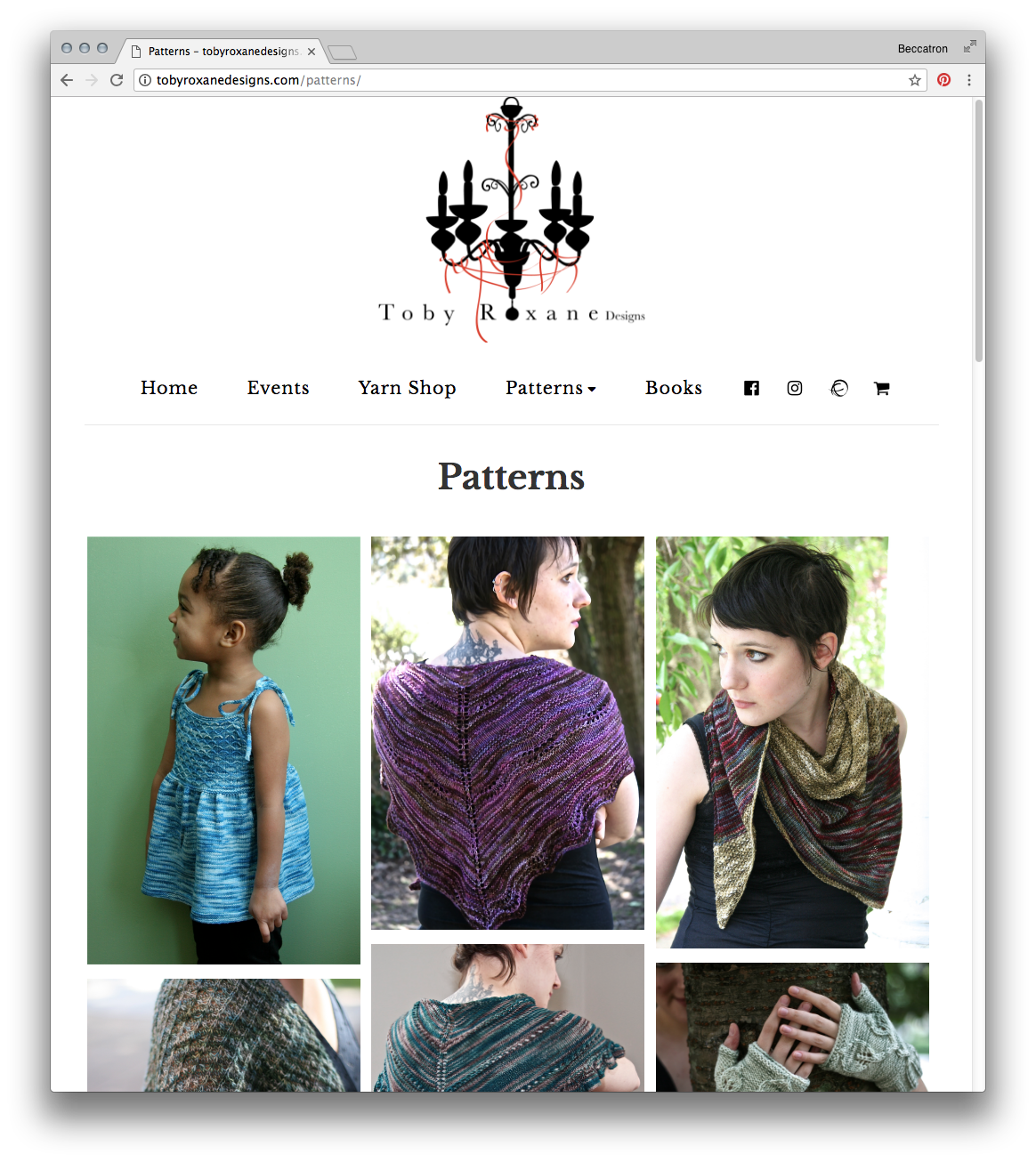 Screenshot, patterns page